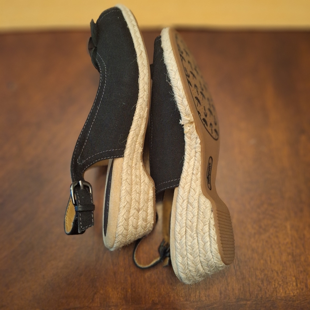 Softspots Black Espadrilles Canvas Sling Back Style 7.5 CUTE! - Picture 9 of 16